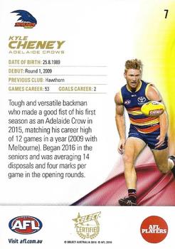 2016 Select AFL Certified #7 Kyle Cheney Back